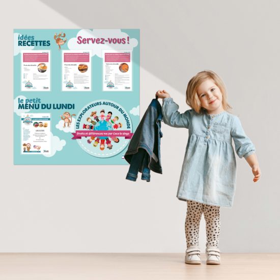 Création graphique d'un panneau menus pour des crèches © Stéphanie Barzic - Perfekt !